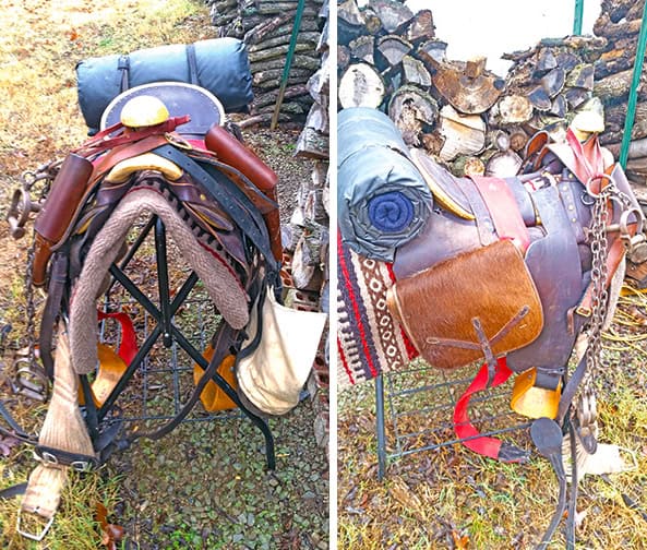 A Hope saddle loaded with gear