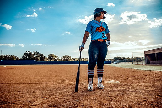 Michaela Richbourg standing at home with bat