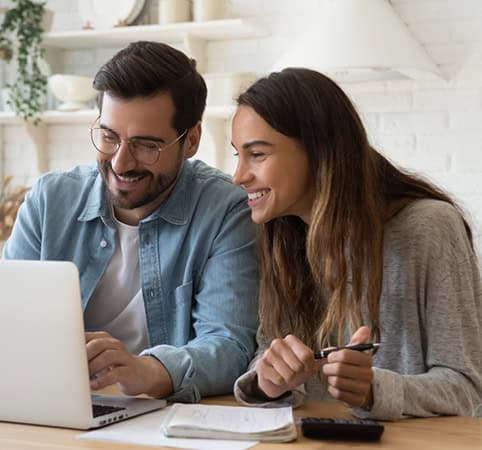 Couple working on a computer